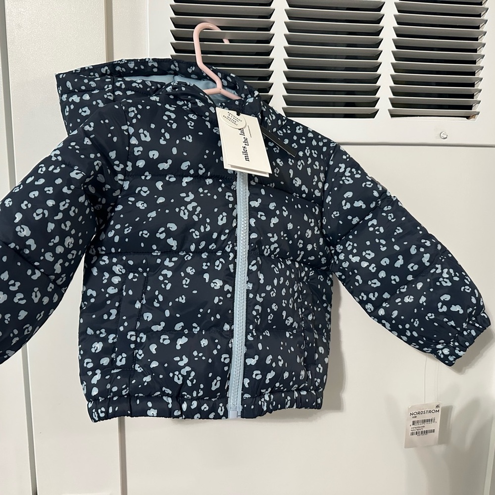 Girls Quilted Leopard Print Jacket miles the label navy/blue